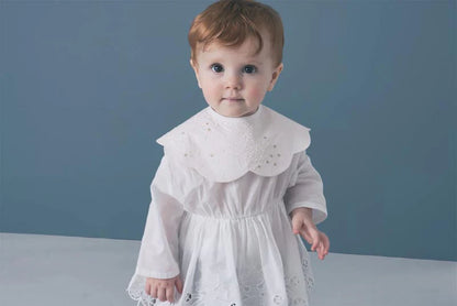 bodysuits 7 scallop white白色蕾絲包屁衣