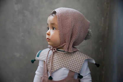 knit hat bonnet 無縫編織帶球球針織帽3m~2y