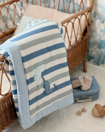 「🇨🇭Elly+lune」Nova Blanket L - Dino Stripe 130x160cm