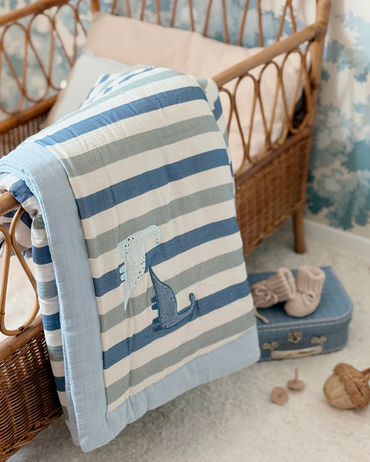「🇨🇭Elly+lune」Nova Blanket L - Dino Stripe 130x160cm