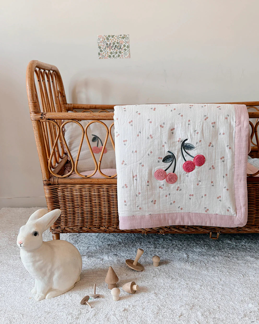 「🇨🇭Elly+lune」 Nova Baby Blanket - Cherry Print 80X90CM