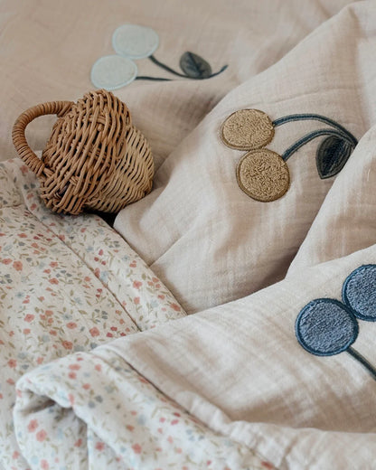 「🇨🇭Elly+lune」Nova Toddler Blanket - Cherries 100X130CM