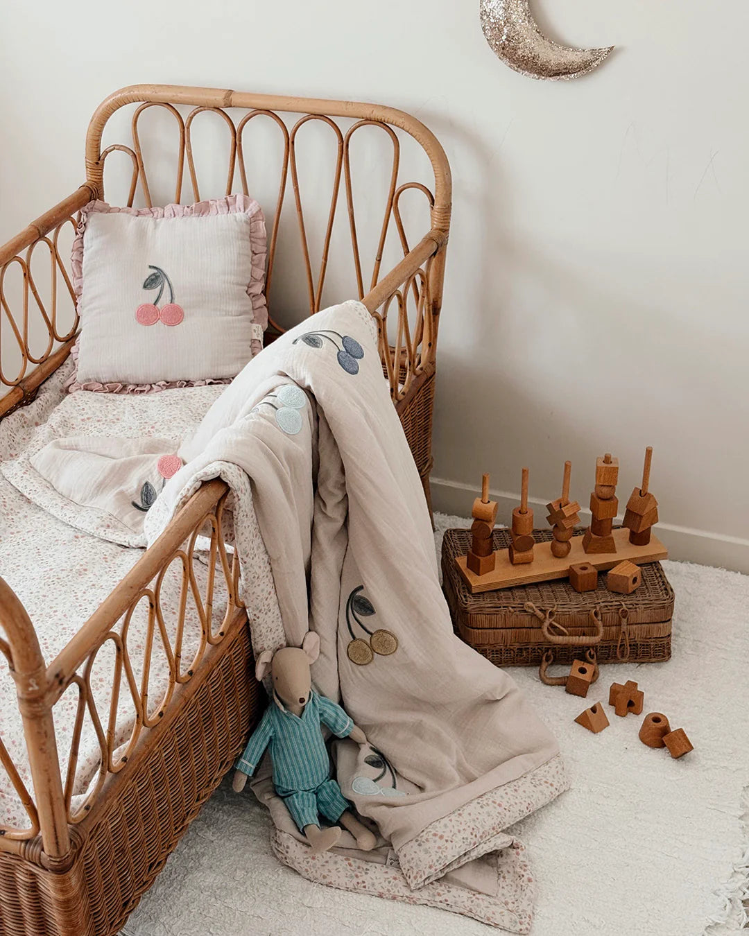 「🇨🇭Elly+lune」Nova Toddler Blanket - Cherries 100X130CM