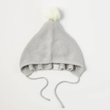 knit hat bonnet 無縫編織帶球球針織帽3m~2y