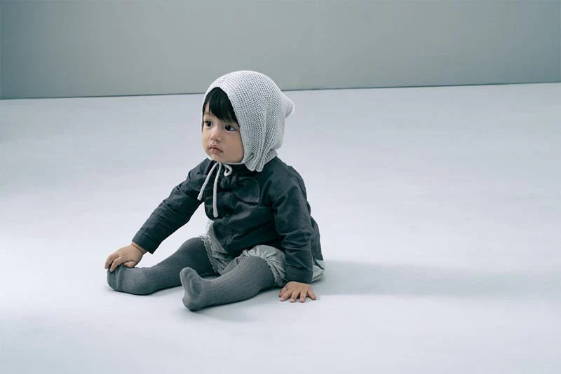 knit hat bonnet 無縫編織帶球球針織帽3m~2y