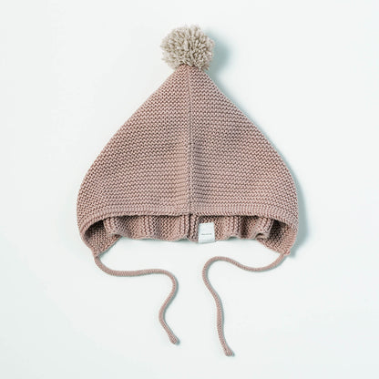knit hat bonnet 無縫編織帶球球針織帽3m~2y