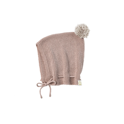 knit hat bonnet 無縫編織帶球球針織帽3m~2y