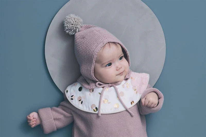 knit hat bonnet 無縫編織帶球球針織帽3m~2y