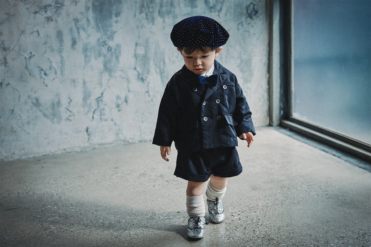 新品！MARMARL 26AW 星夜點結天鵝絨貝雷帽 orbit navy dot（深藍銀點）